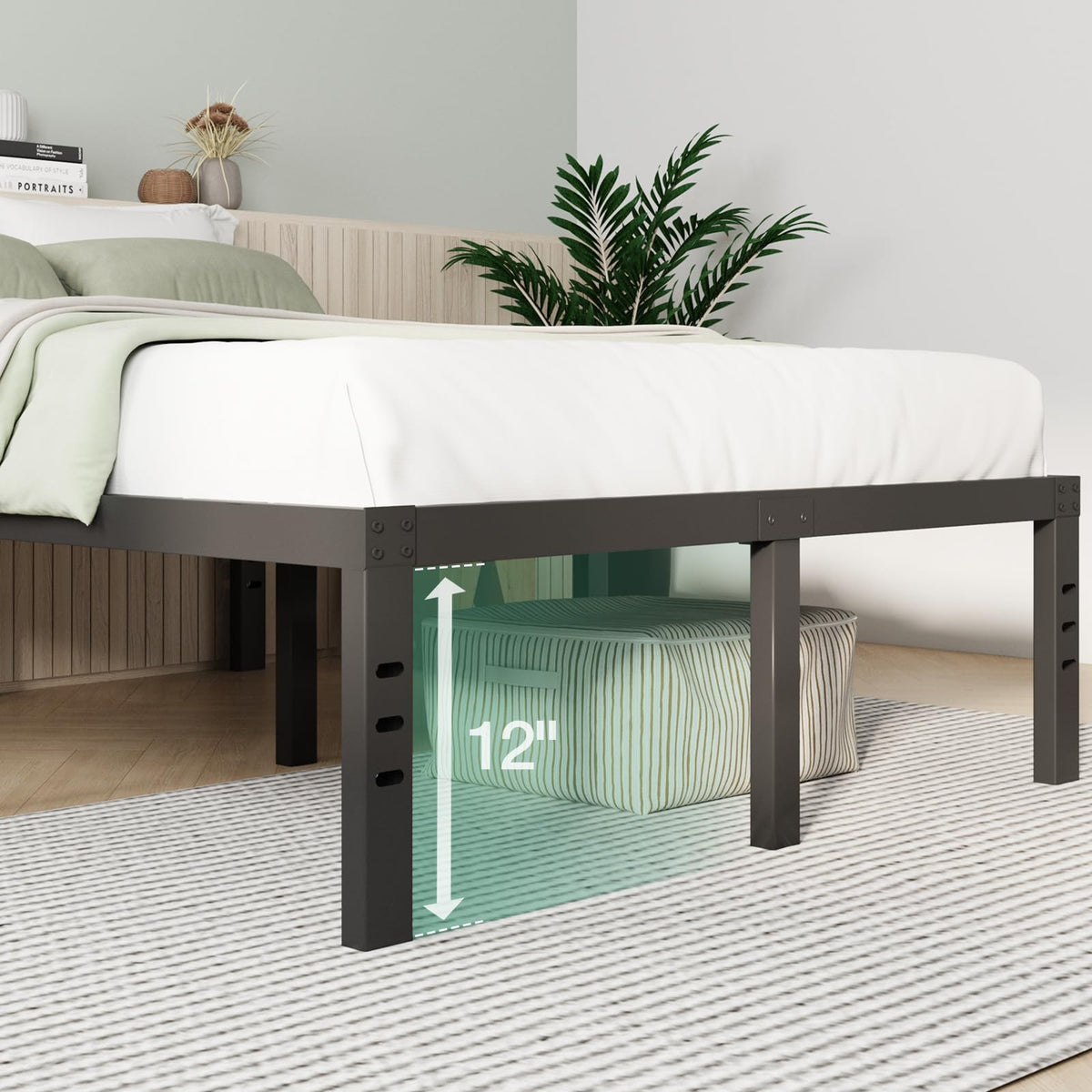 Queen Size 14 Inch Metal Platform Bed Frame X371