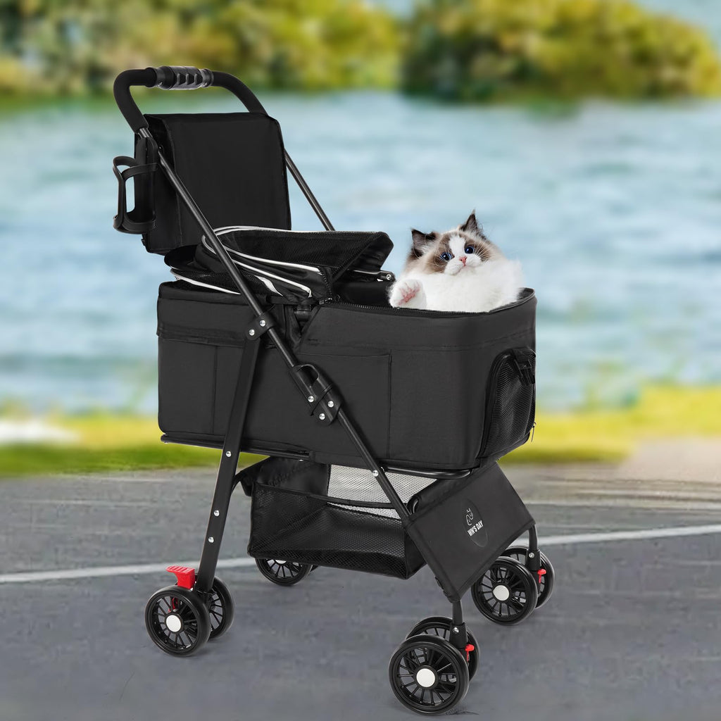 Foldable Pet Stroller with Removable Carrier and Storage Bag L717984