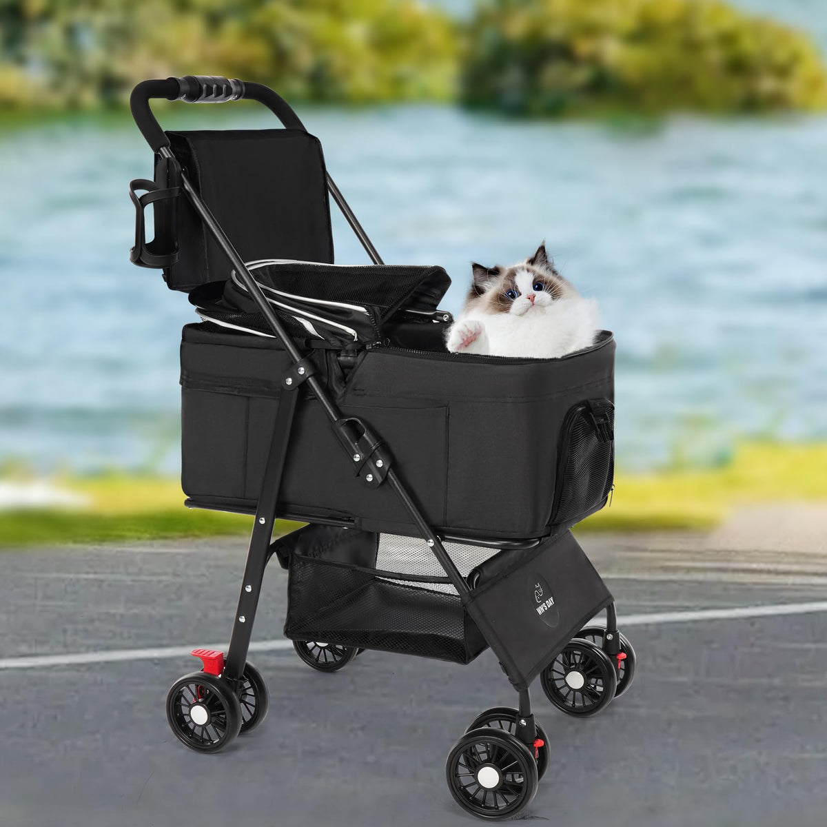 Foldable Pet Stroller with Removable Carrier and Storage Bag L717984