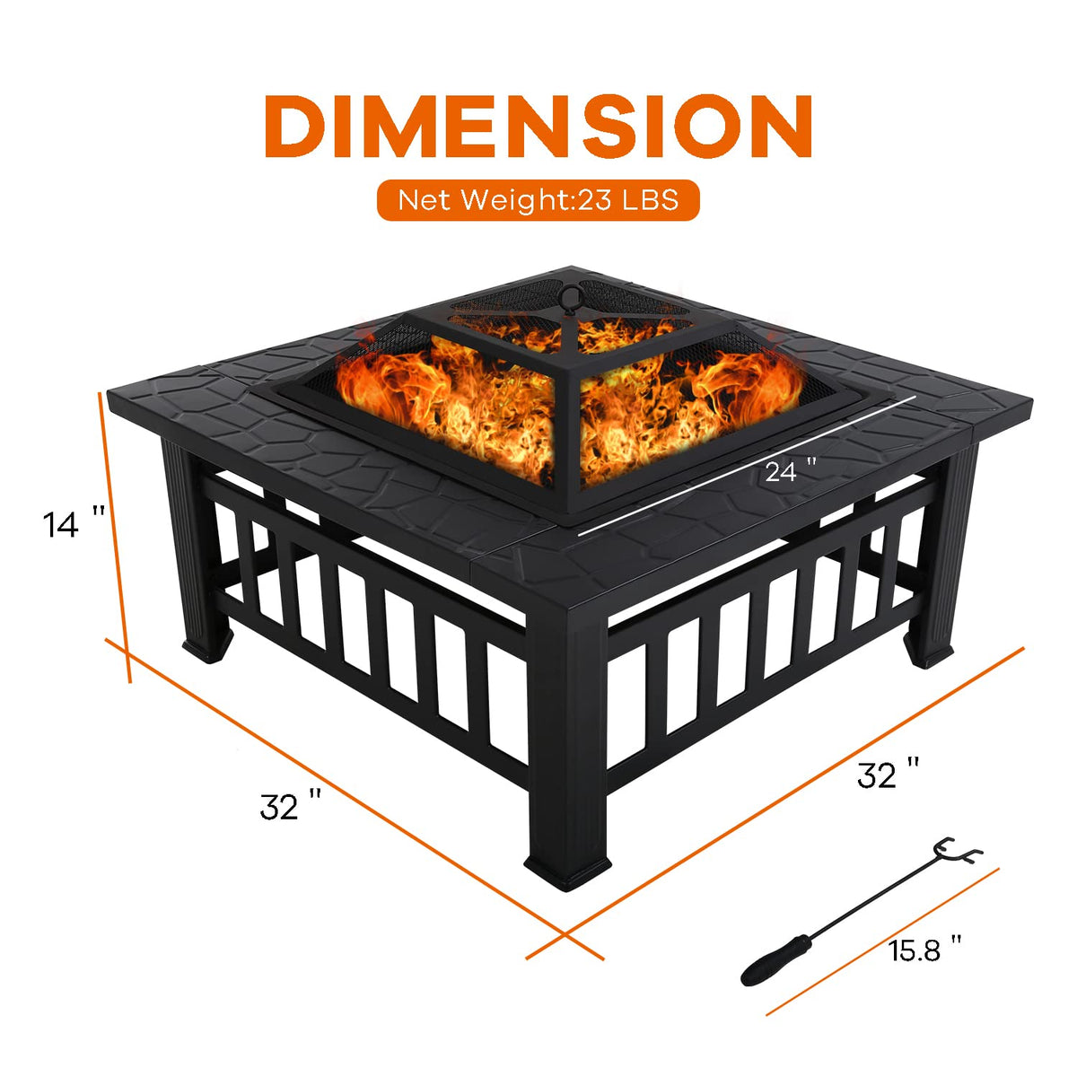32 in Square Smokeless Fire Pit Table Q694596