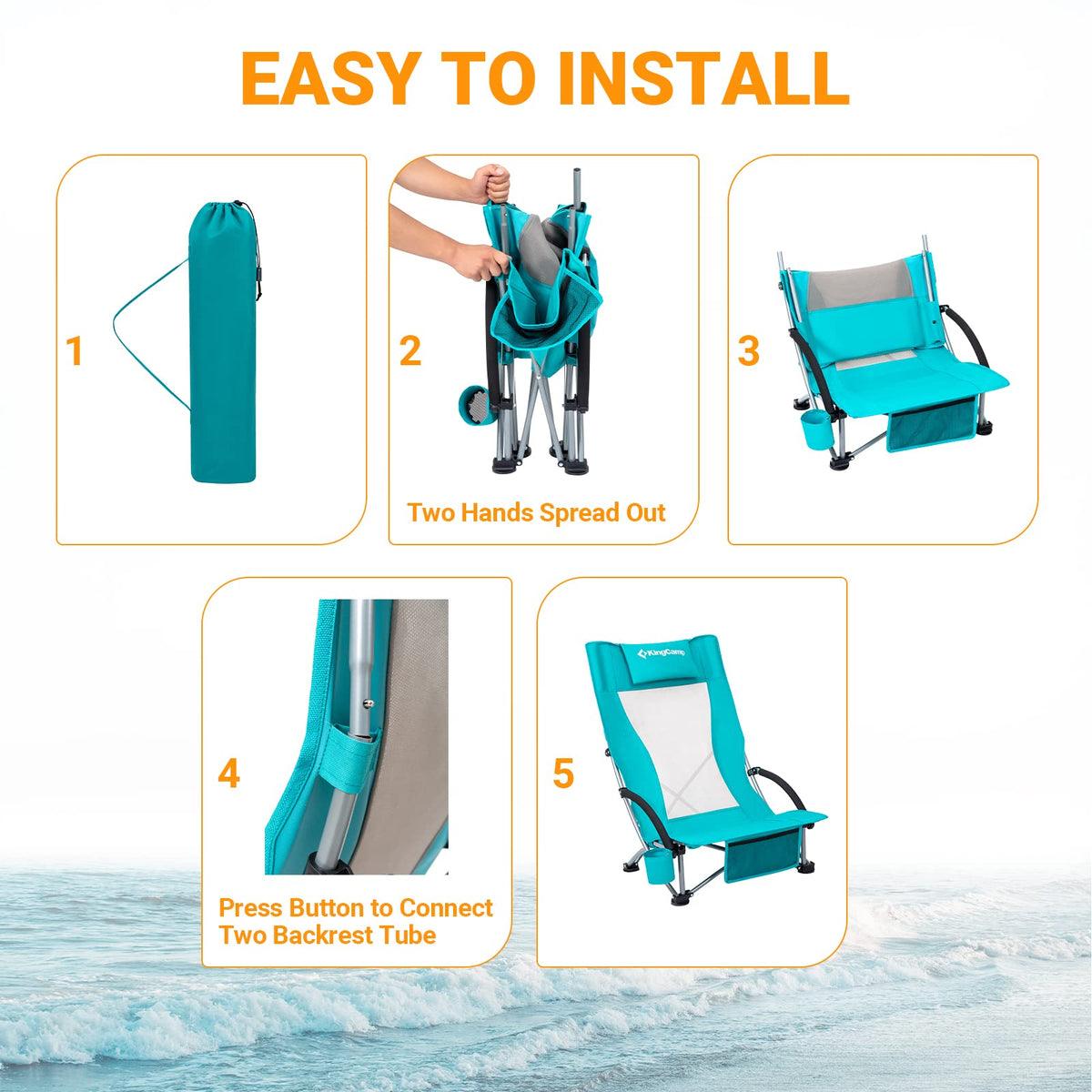 High Back Folding Beach Chair 2 Packs N91143