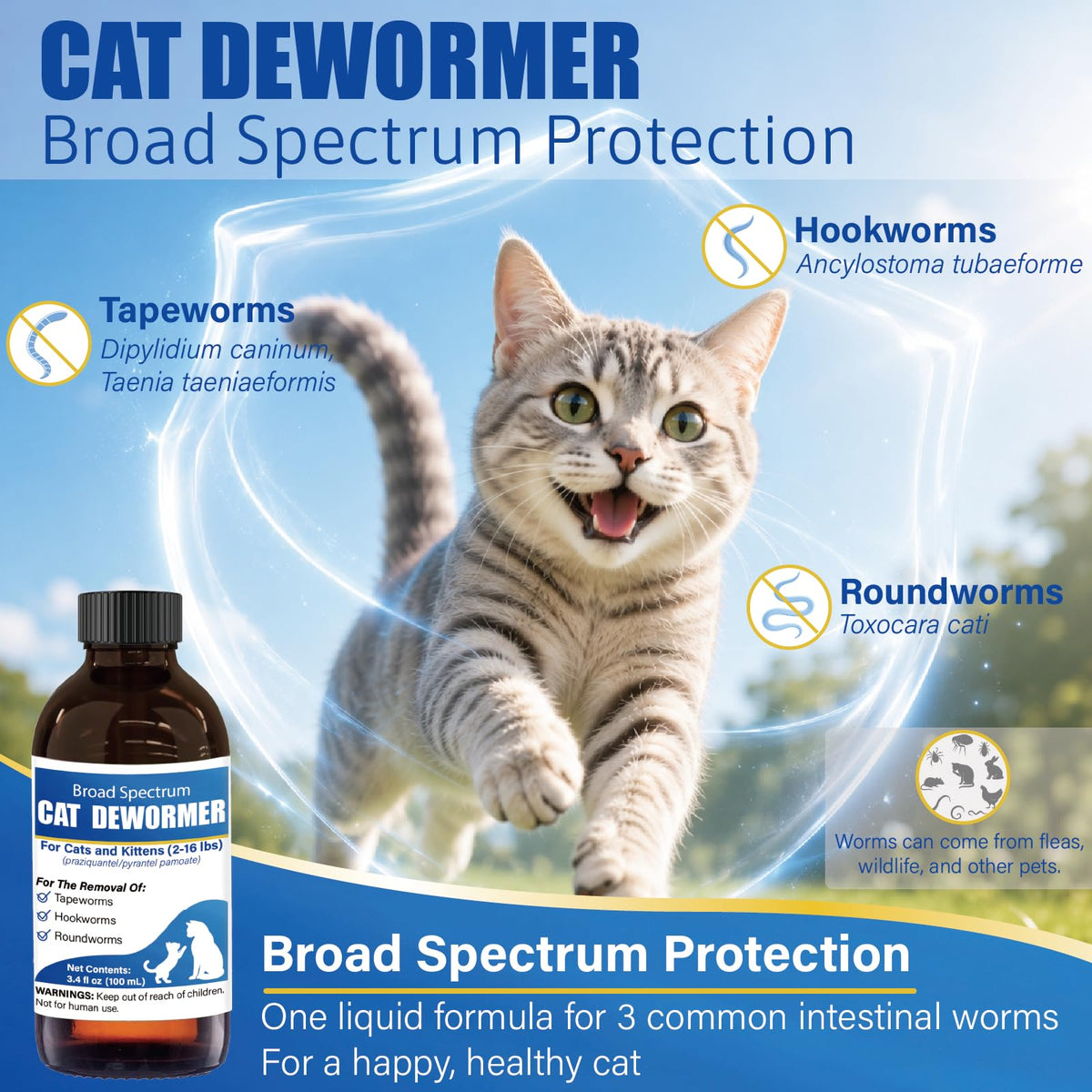 Cat Dewormer Liquid 100 mL with Oral Syringe L205