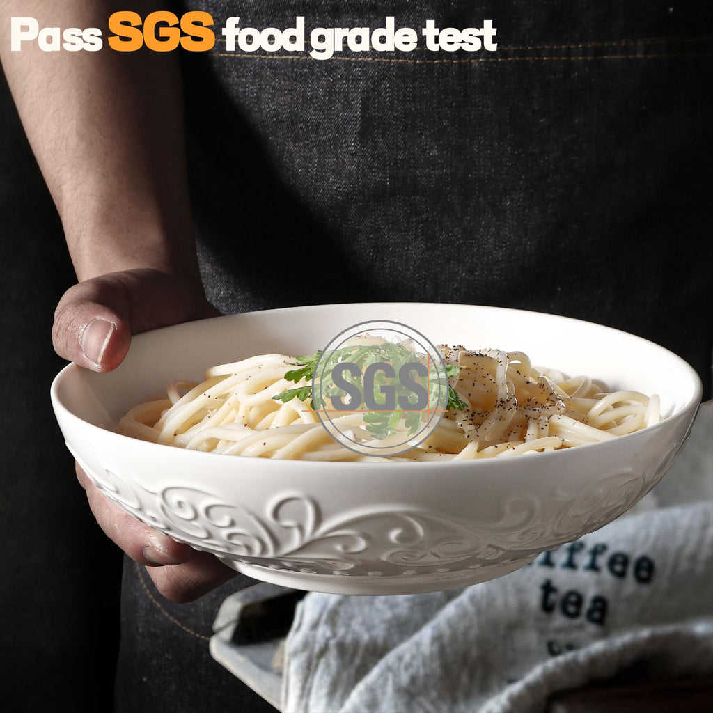 White Ceramic 32oz Pasta Bowls Set of 4 R2299