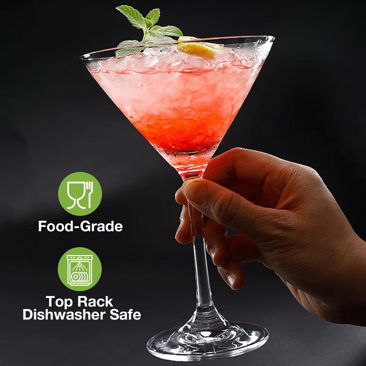 Clear 10 oz Plastic Martini Glasses Set of 6 K222