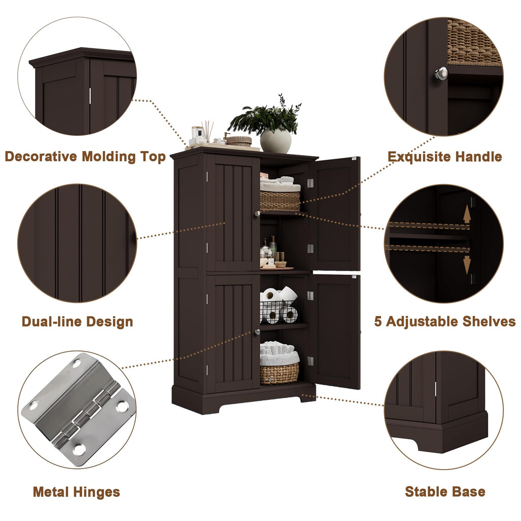 Bathroom Floor Cabinet with Adjustable Shelves C2419