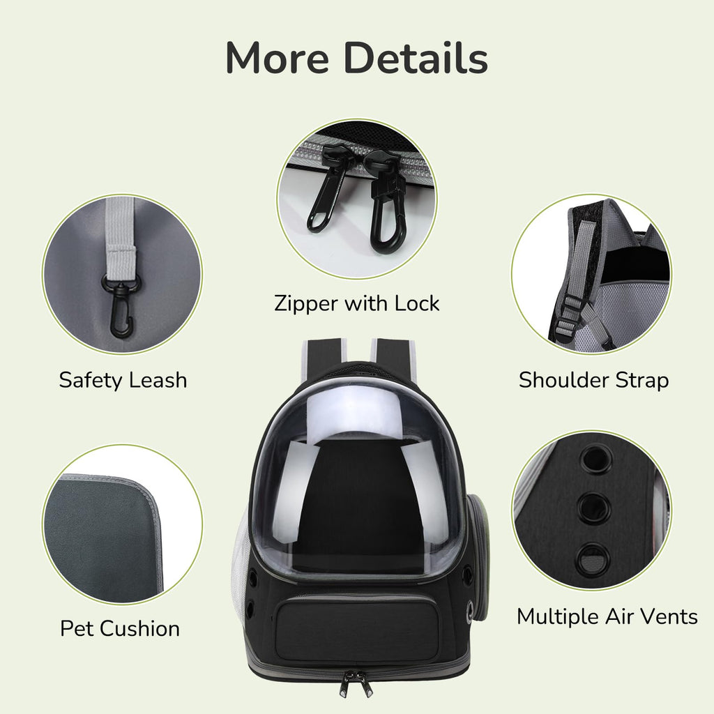 Black Expandable Cat Backpack Carrier B696
