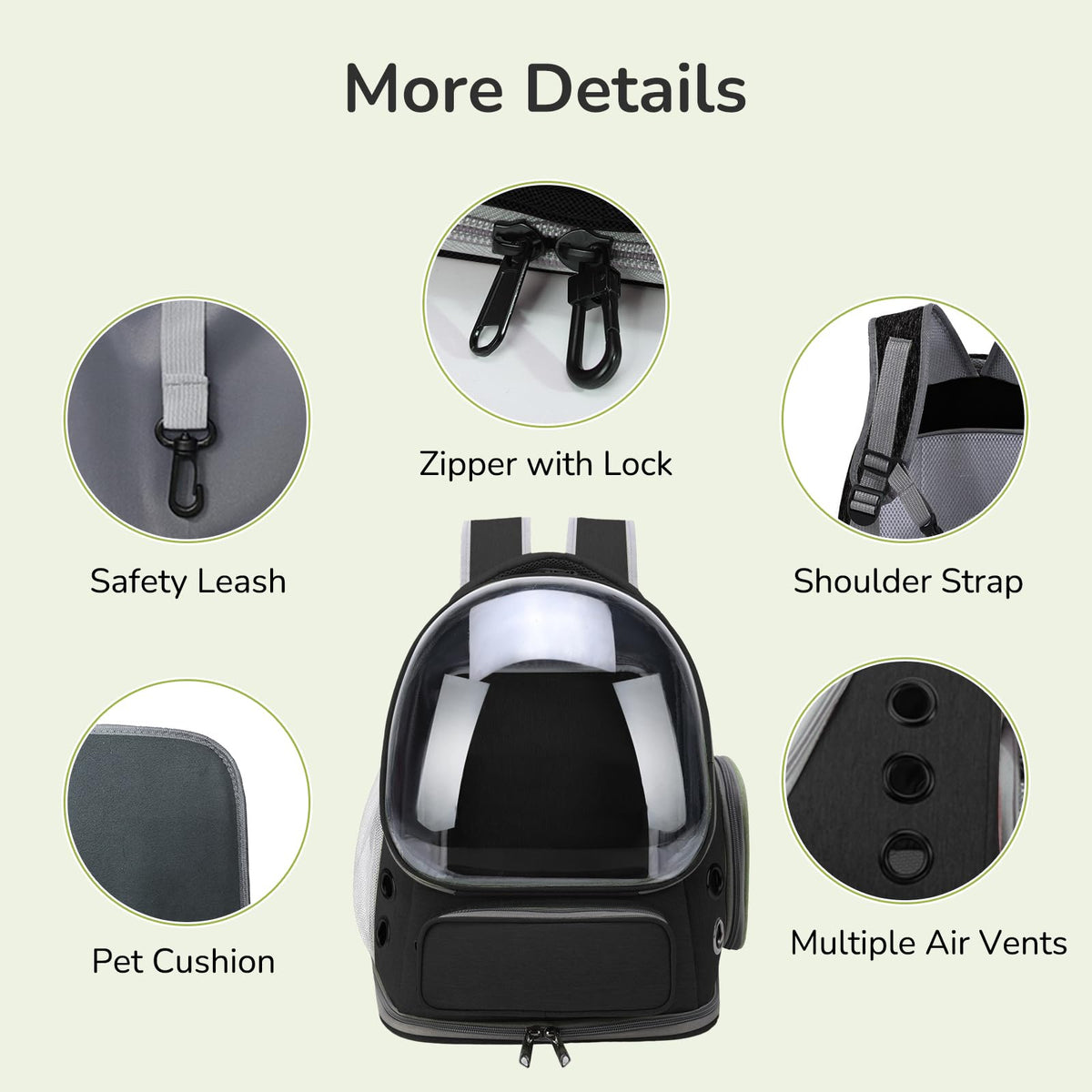 Black Expandable Cat Backpack Carrier B696