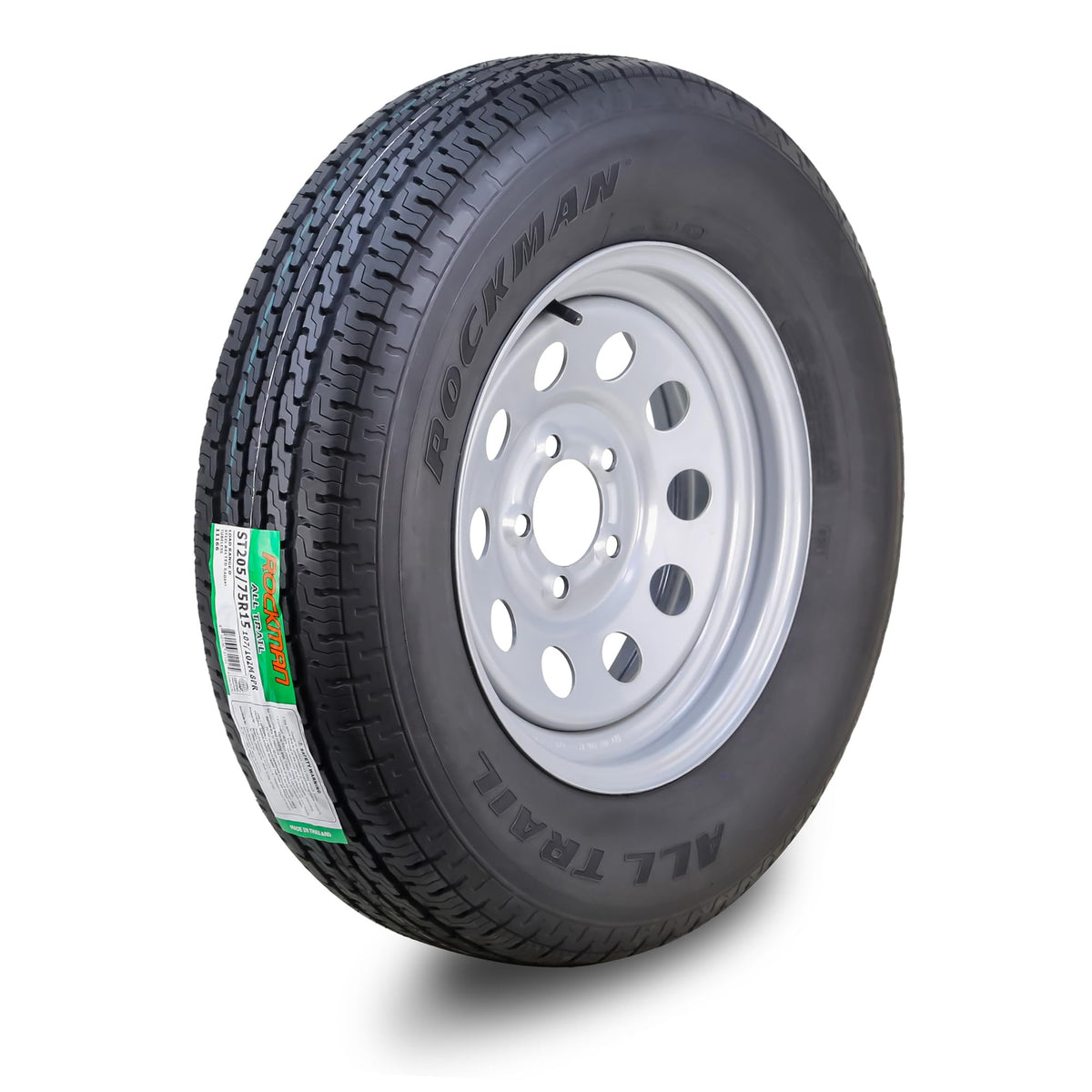 Trailer Tire Wheel ST205/75R15 8PR D 107M 5X4.5" PCD Silver Mod Rim X9711