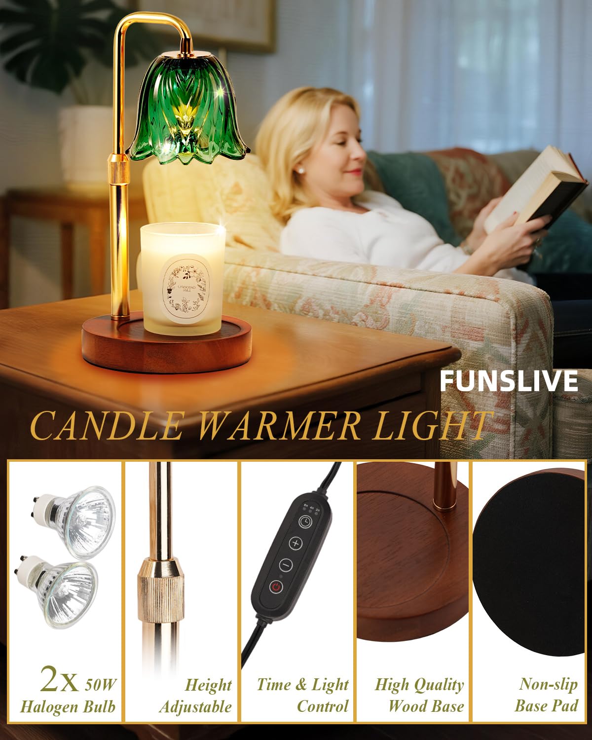 Dimmable Candle Warmer Lamp with Timer M78486
