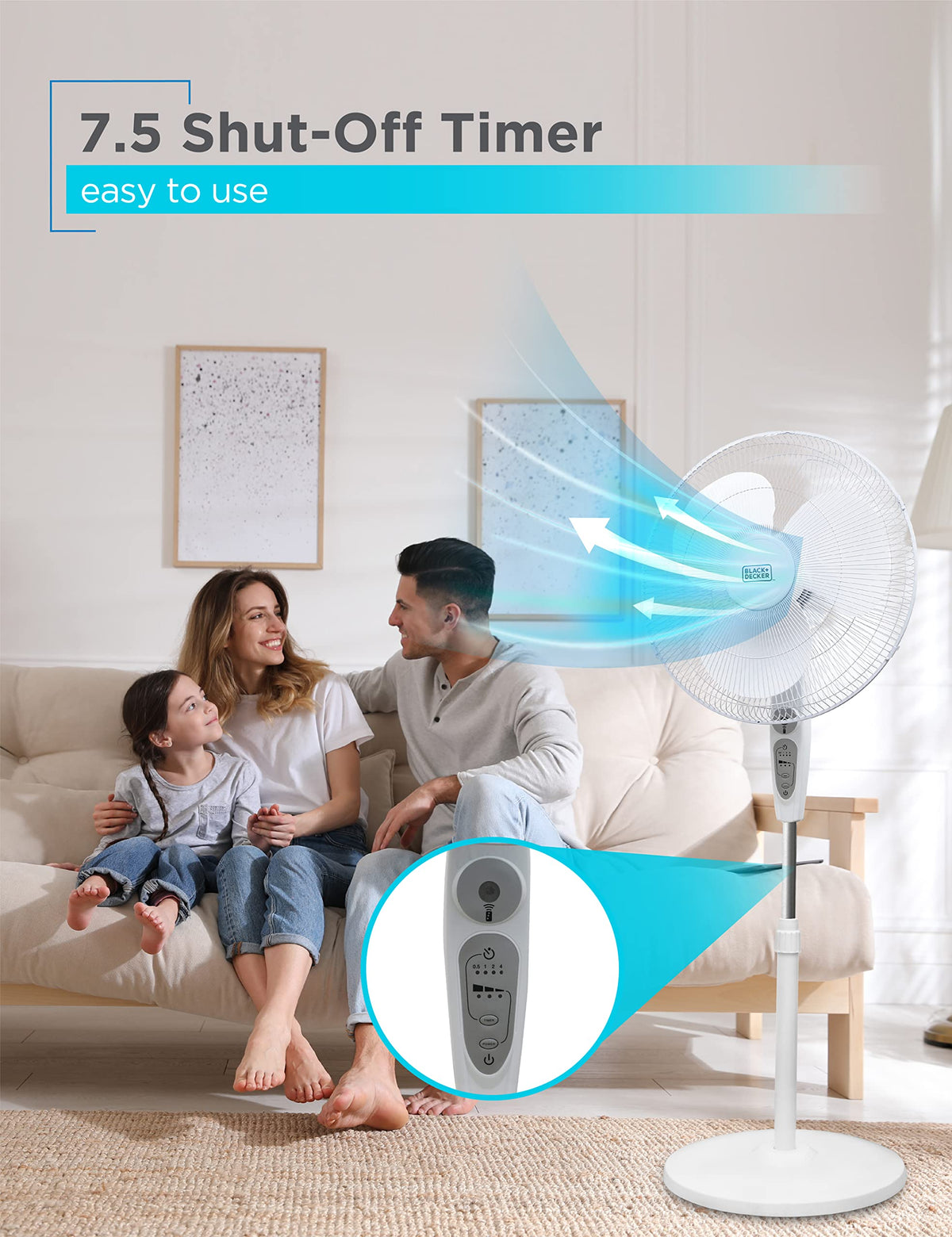 18-Inch Stand Fan with Remote and 3-Speed Settings, White S172
