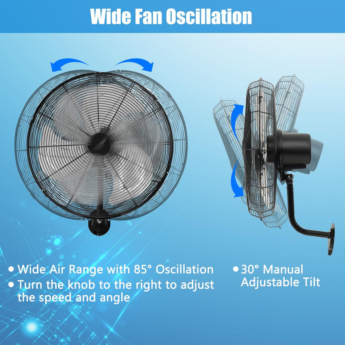 20 Inch Oscillating Wall Fan H677