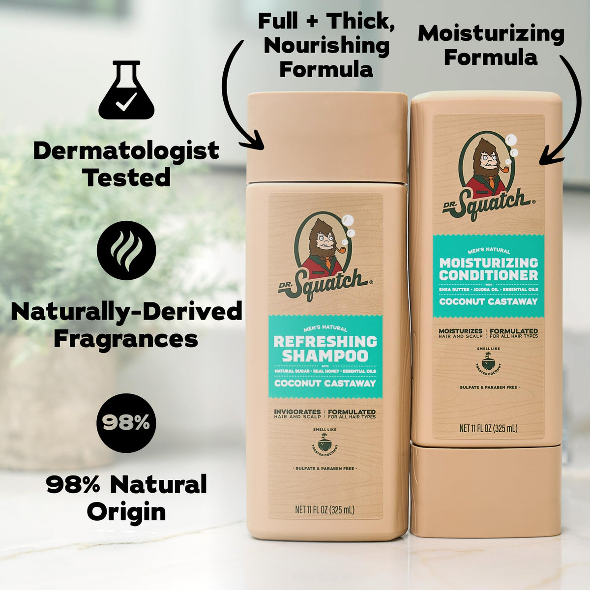 Natural Shampoo and Conditioner Set 11 fl oz 2-Pack T8594
