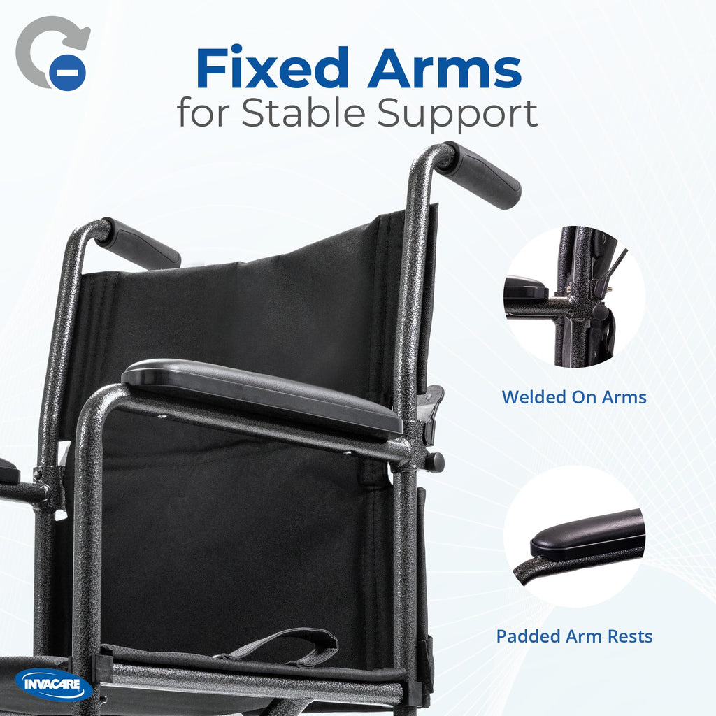 Compact Lightweight Steel Transport Wheelchair with 19in Seat F641435