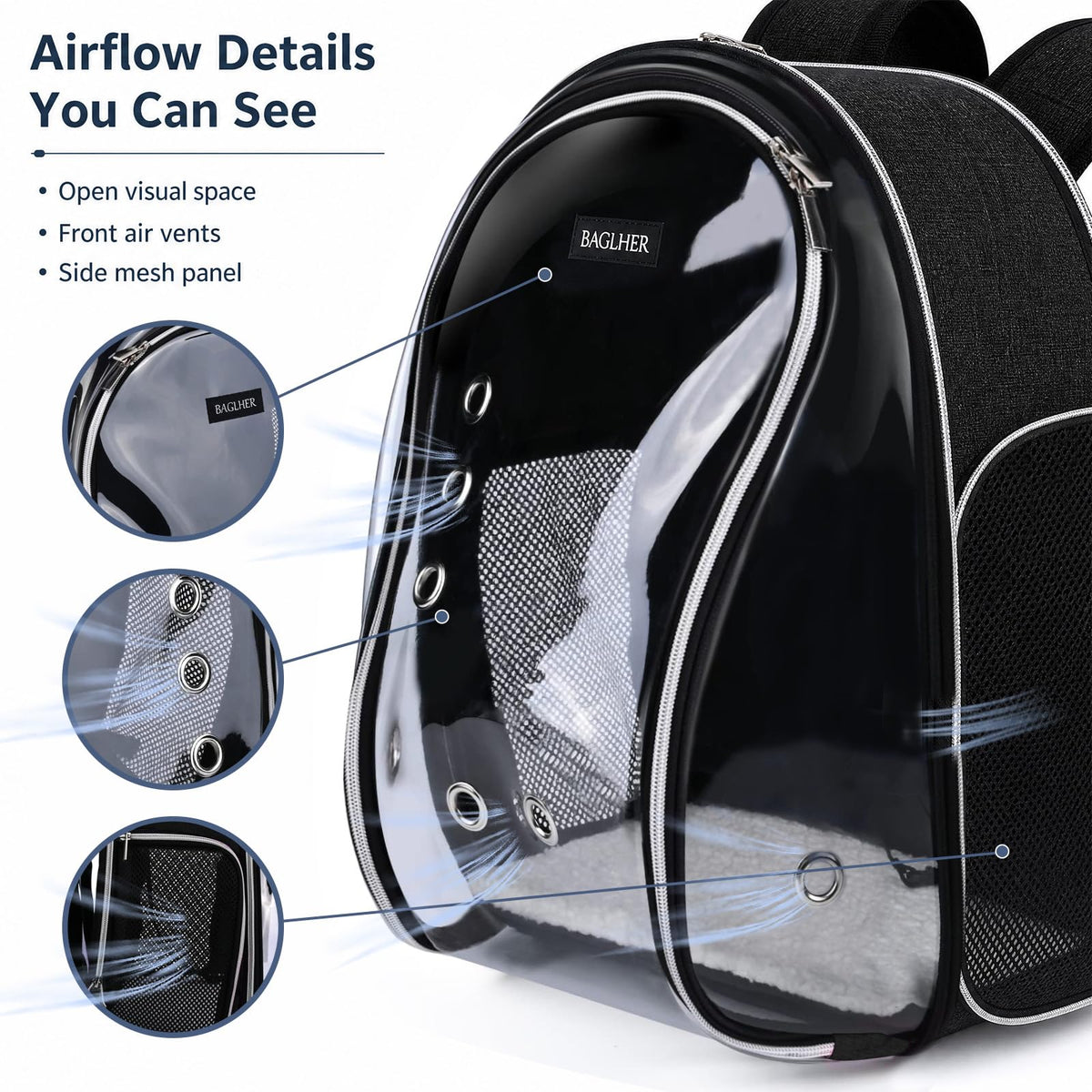 Cat Carrier Backpack Bubble 18 Lbs Black H8643