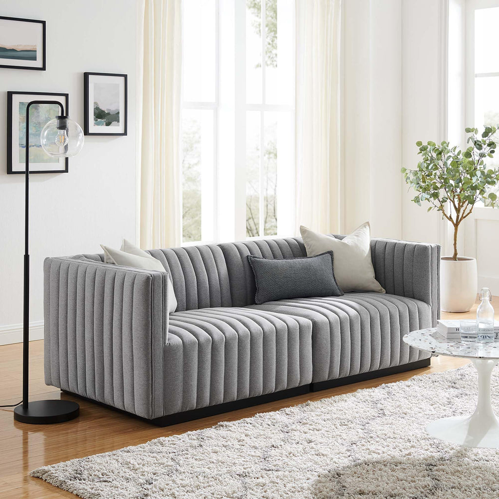 Black Light Gray Tufted Upholstered Loveseat J7187