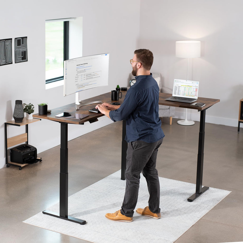 Black Electric Corner 3 Leg Standing Desk Frame H228
