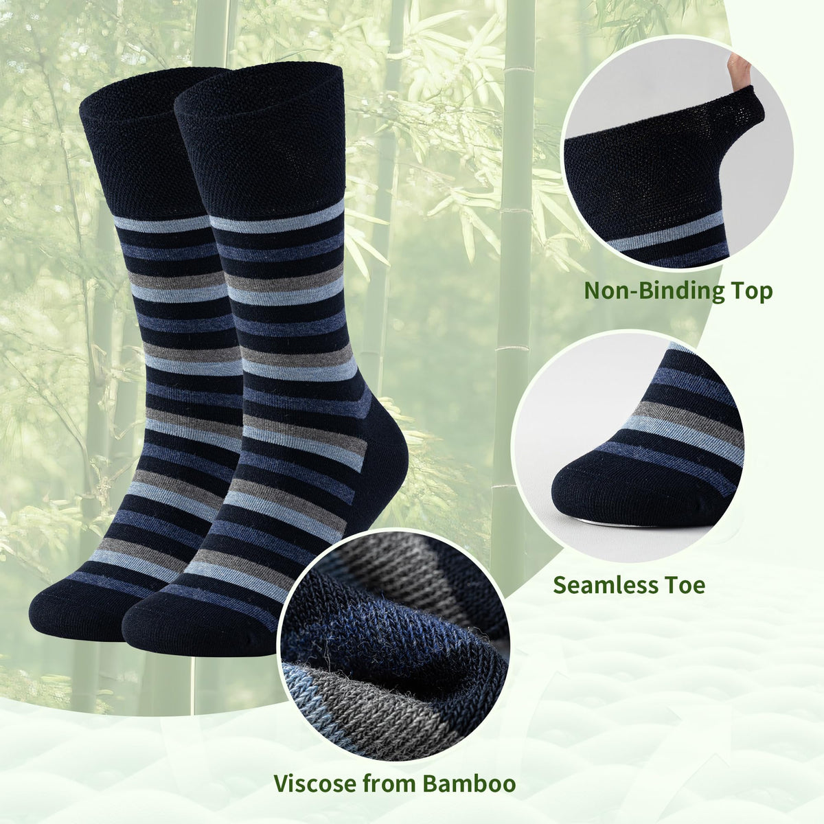 Viscose from Bamboo Non Binding Top Crew Socks N61713