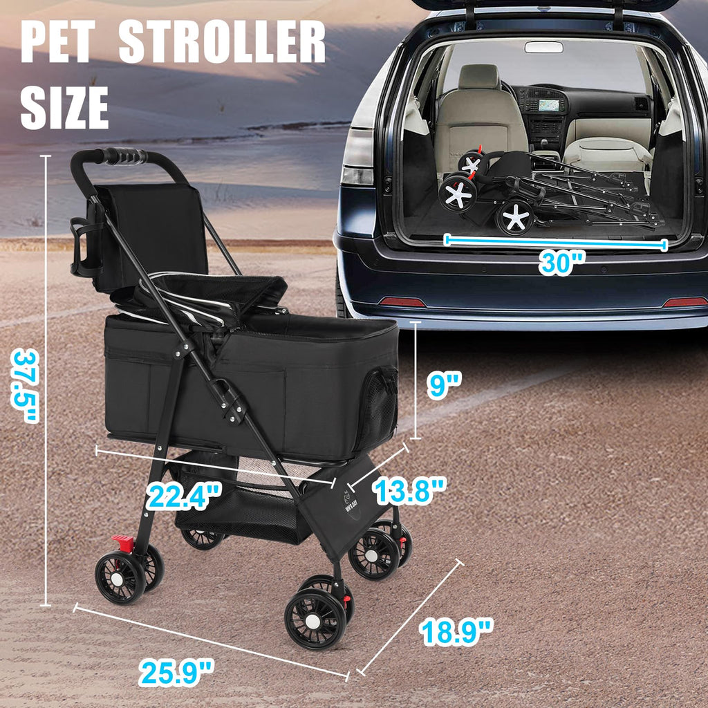 Foldable Pet Stroller with Removable Carrier and Storage Bag L717984