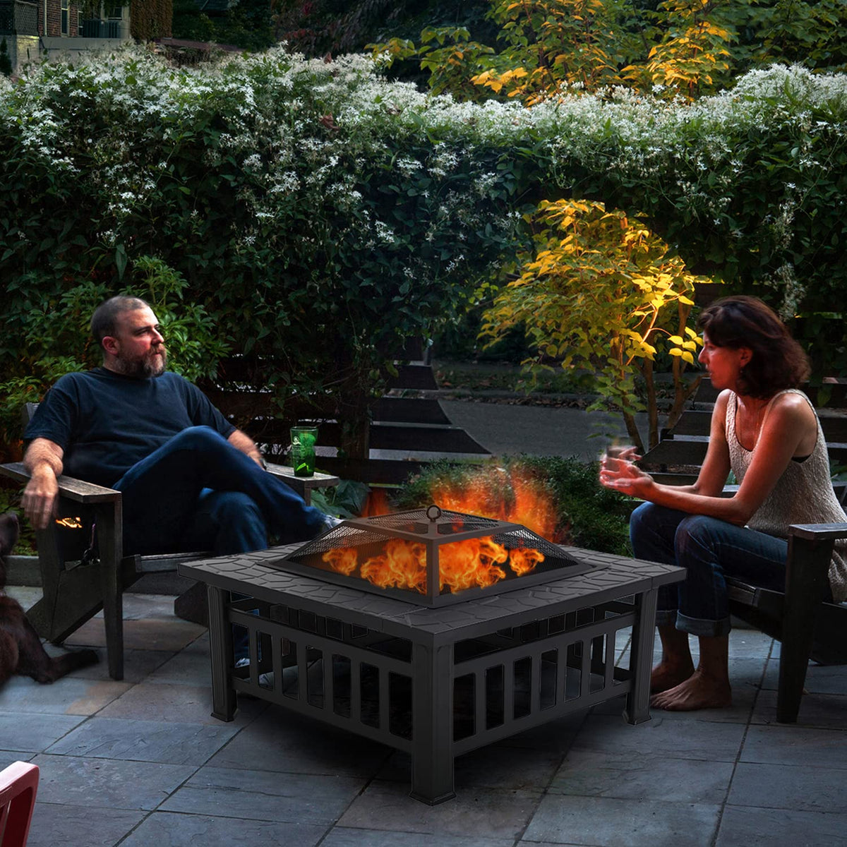 32 in Square Smokeless Fire Pit Table Q694596