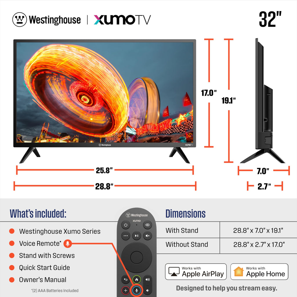 32-inch HD Smart Flat Screen TV with Voice Remote W4466
