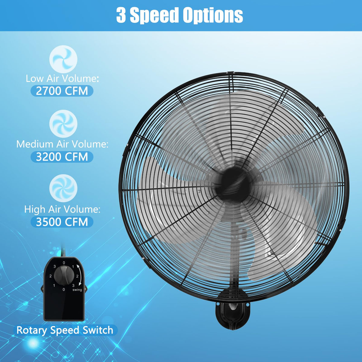20 Inch Oscillating Wall Fan H677