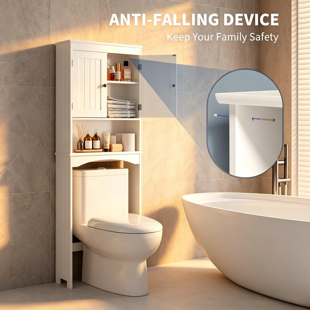 Over The Toilet Storage Cabinet with Open Shelf White R344