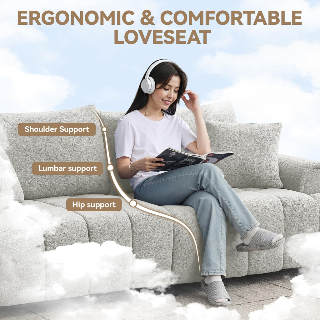 Light Grey Oversized Sherpa Boucle Sofa S691