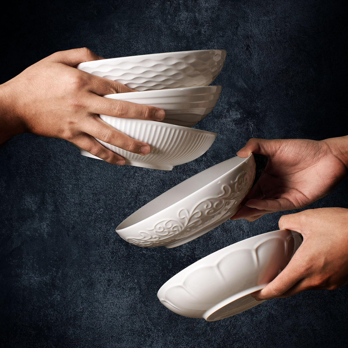 White Ceramic 32oz Pasta Bowls Set of 4 R2299