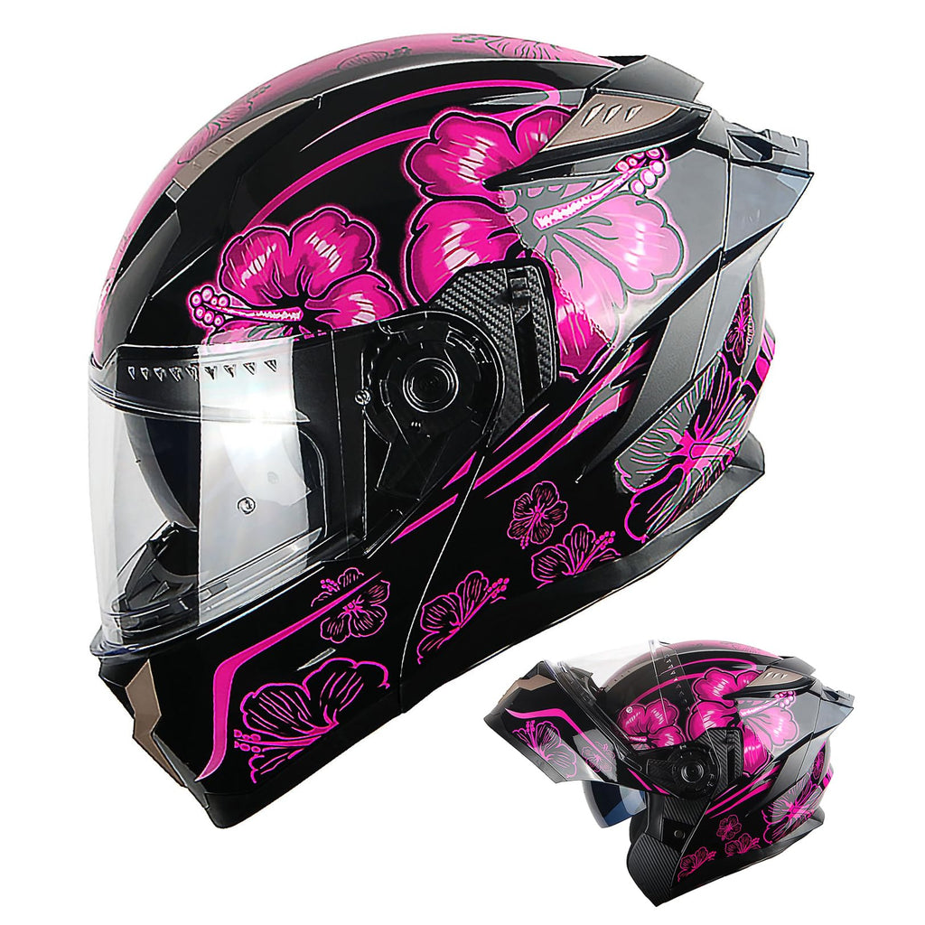 Motorcycle Modular Full Face Helmet DOT Adults Flip up Dual Visor T38189
