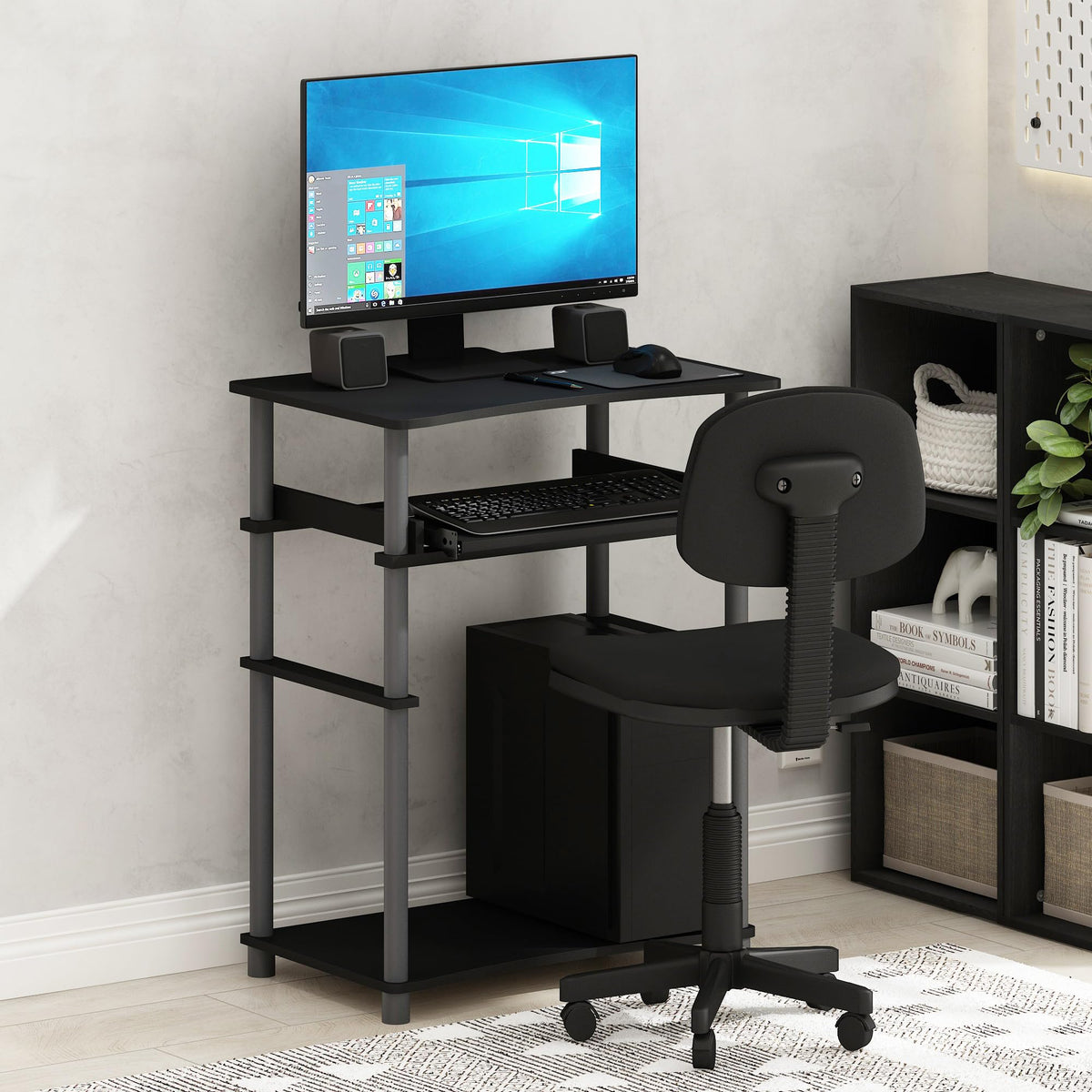 Black Desk with Keyboard Tray Q692469