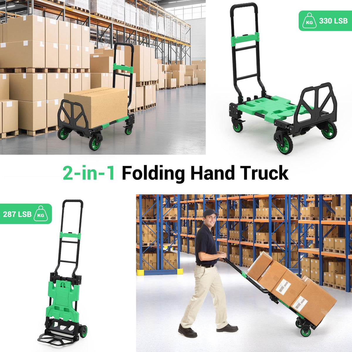 2-in-1 Folding Hand Truck with Basket U598