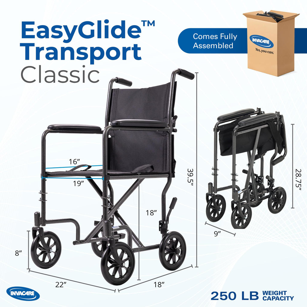 Compact Lightweight Steel Transport Wheelchair with 19in Seat F641435