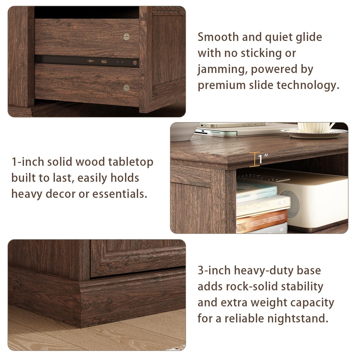 Brown 2 Drawer Nightstand Set of 2 W984