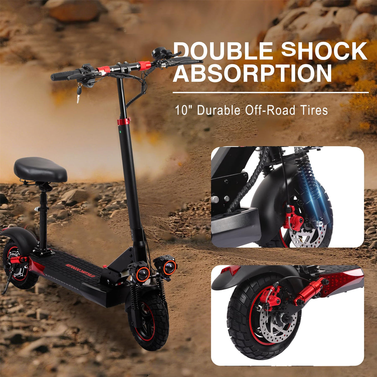 1200W Motor 30 MPH 30 Miles Range Folding Electric Scooter with Seat V3942