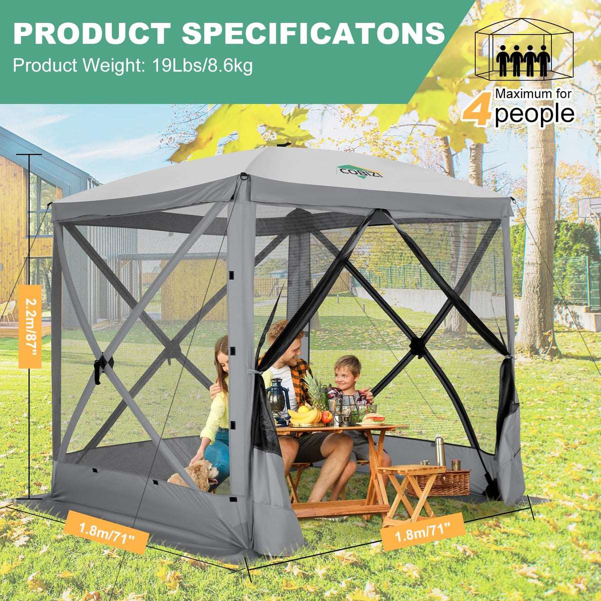 6x6 FT Waterproof Pop up Gazebo Tent with Mosquito Netting B9344