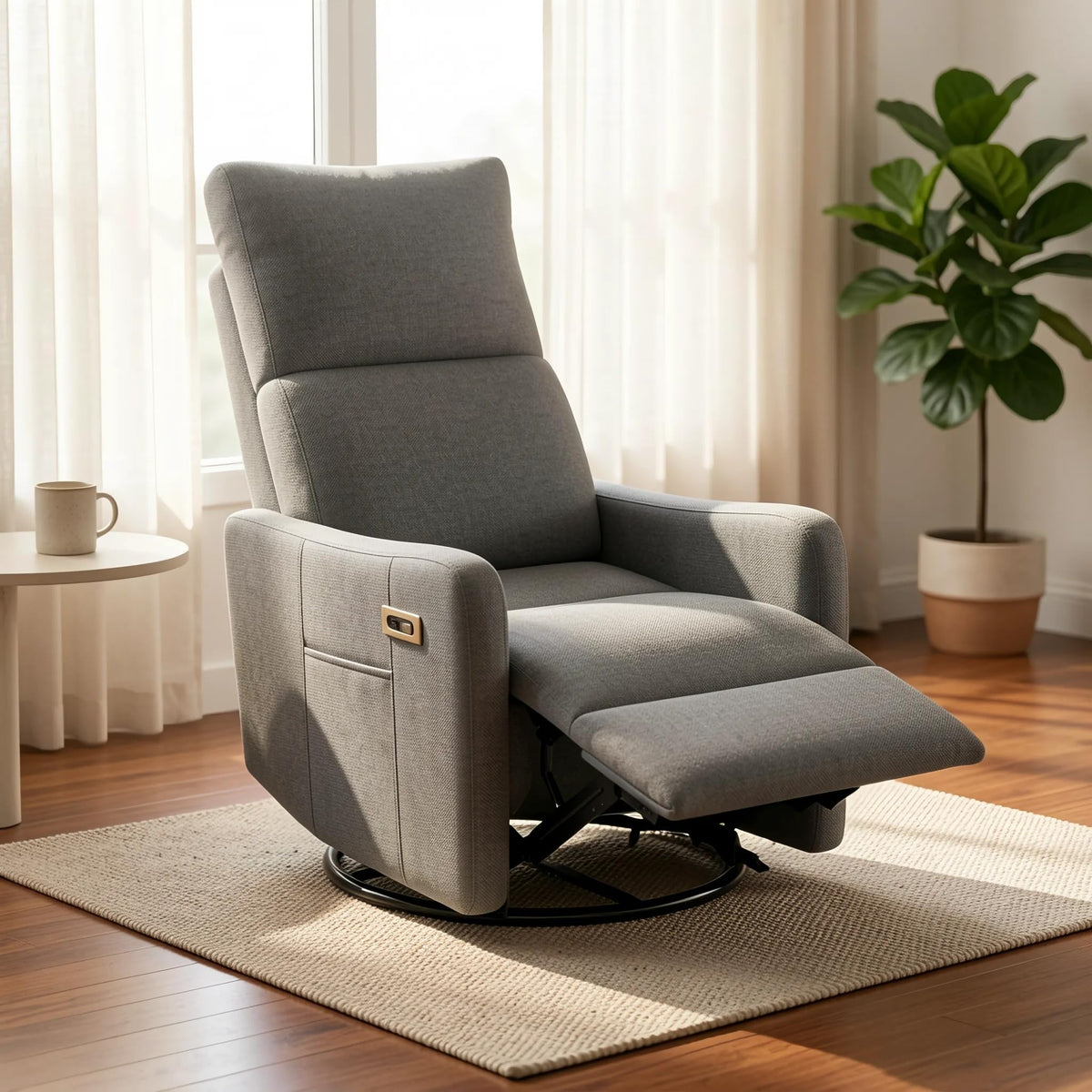 Dark Gray Velvet Swivel Rocker Chair L8329