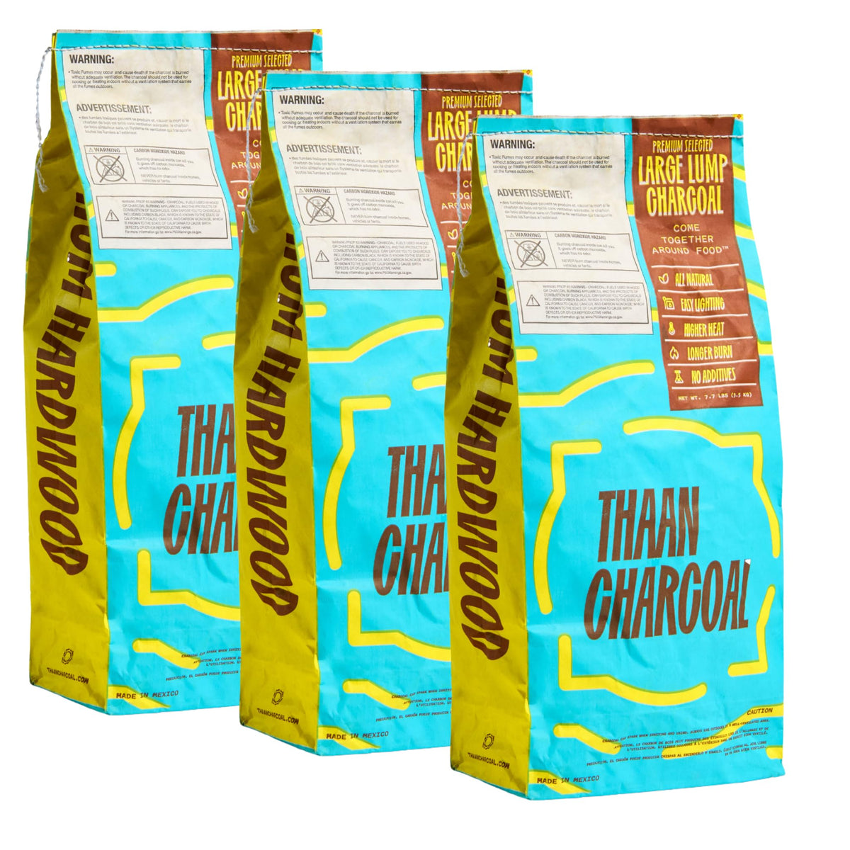 Large Lump Charcoal 3 Bag Bundle 7.7 lbs Each Natural Hardwood O156295
