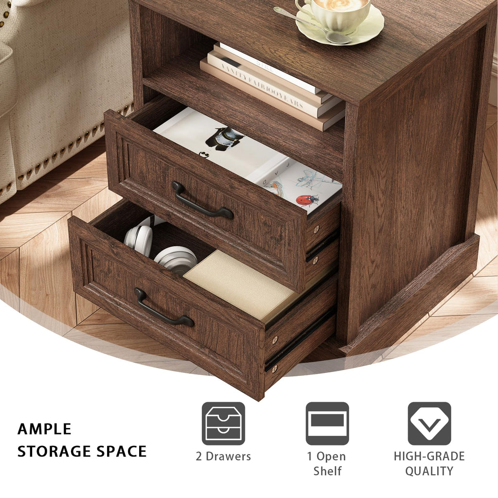 Brown 2 Drawer Nightstand Set of 2 W984