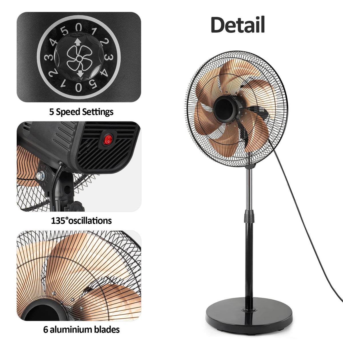 18 Inch Oscillating Metal Stand Fan W15136
