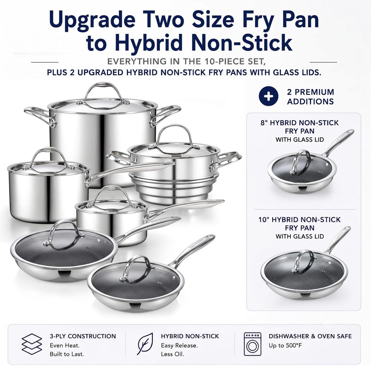 12-Piece Multi-Ply Clad Stainless Steel Cookware Set M3054