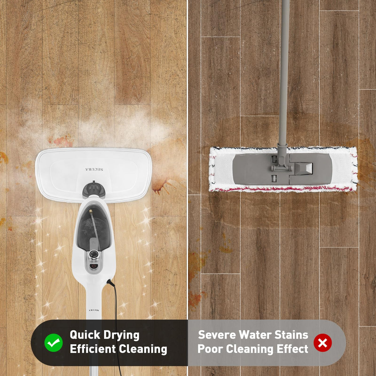 White 10-in-1 Detachable Steam Mop with 3 Microfiber Pads W59913