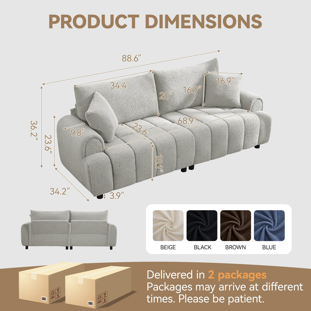 Light Grey Oversized Sherpa Boucle Sofa S691