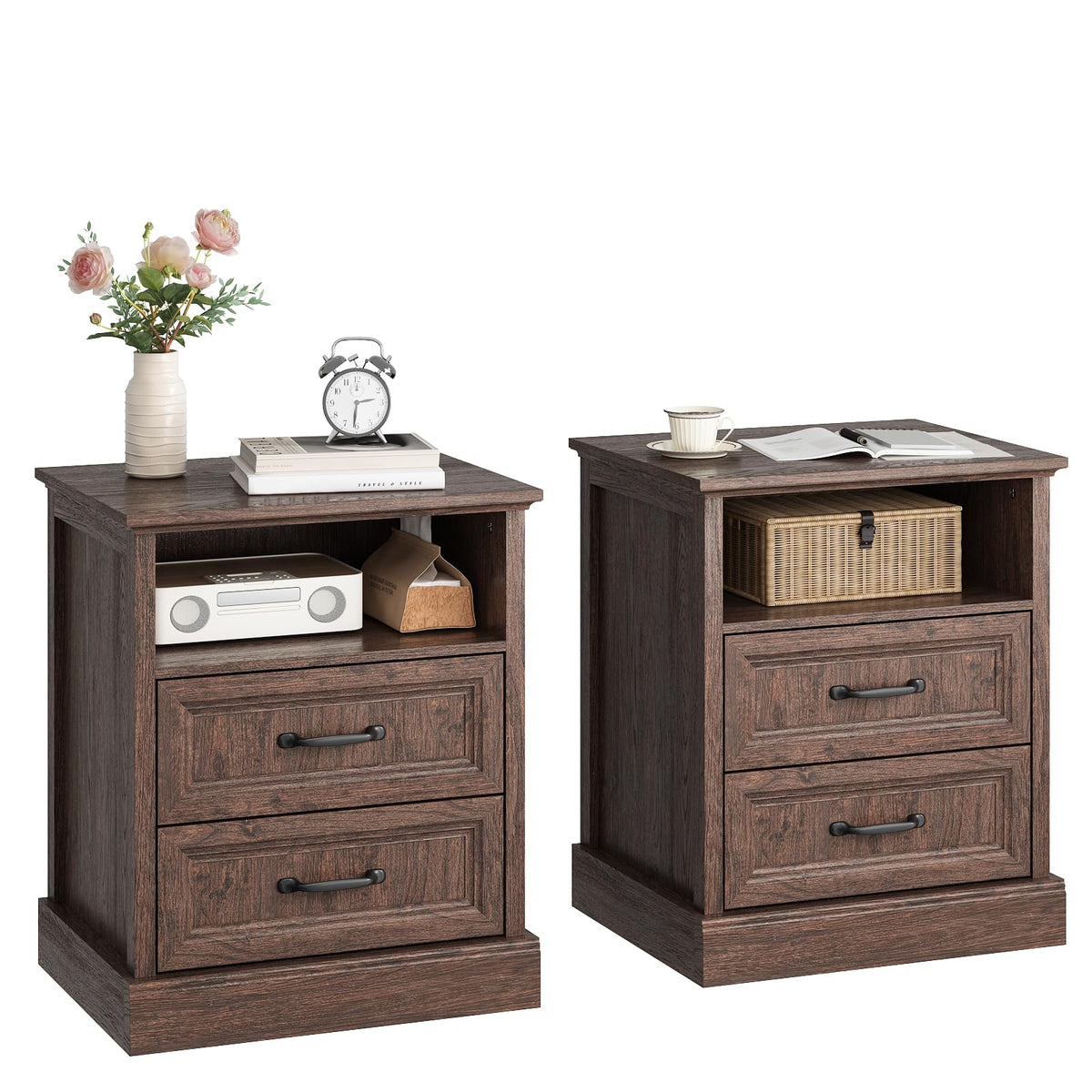 Brown 2 Drawer Nightstand Set of 2 W984