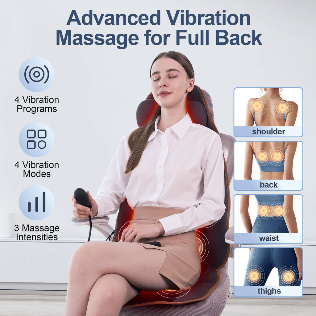 Vibration Back Massager with Heat, 8 Motor Massage Seat Cushion Q764810