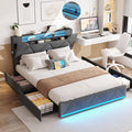 Full Size Upholstered Platform Bed Frame with Storage Headboard and 4 Drawers R819772