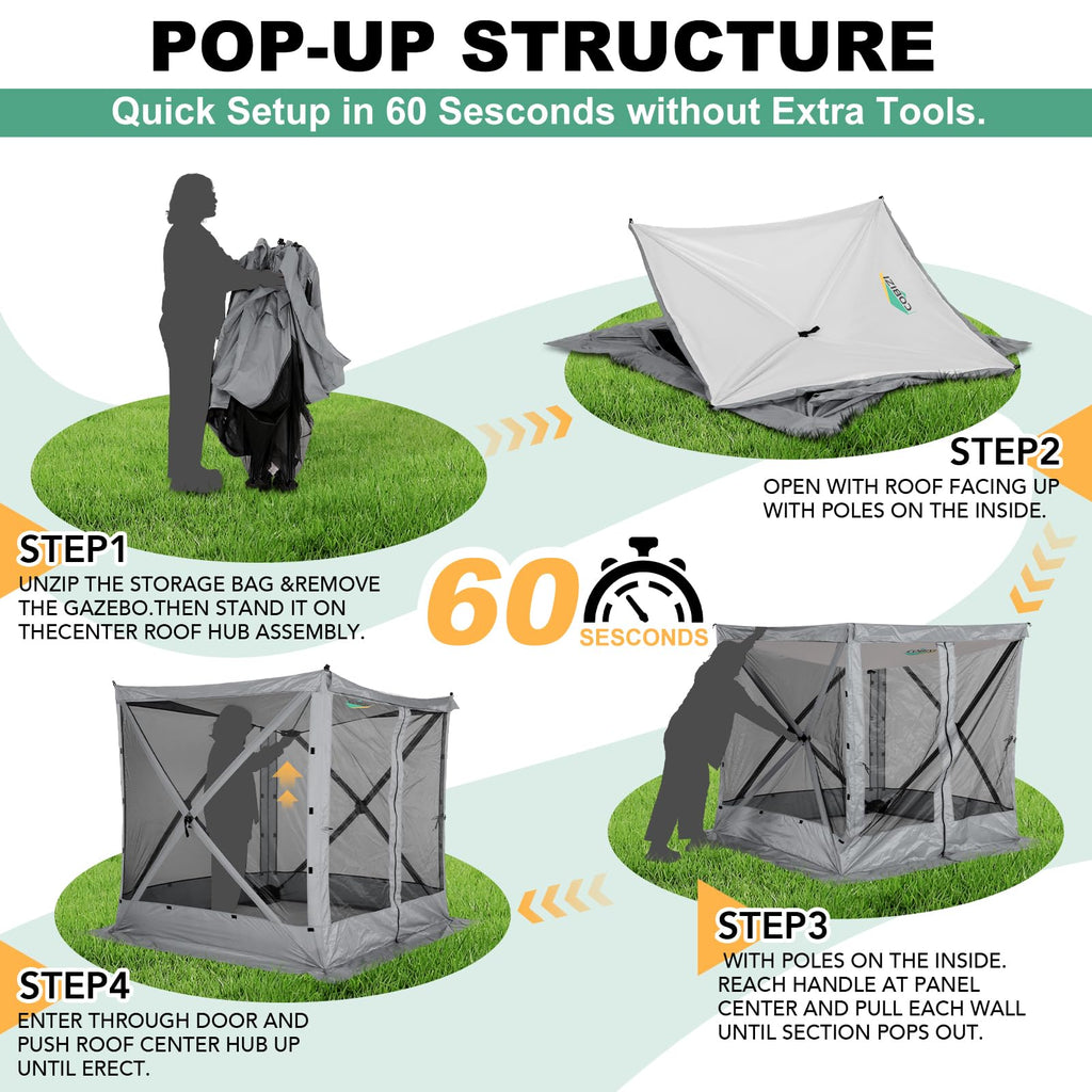 6x6 FT Waterproof Pop up Gazebo Tent with Mosquito Netting B9344
