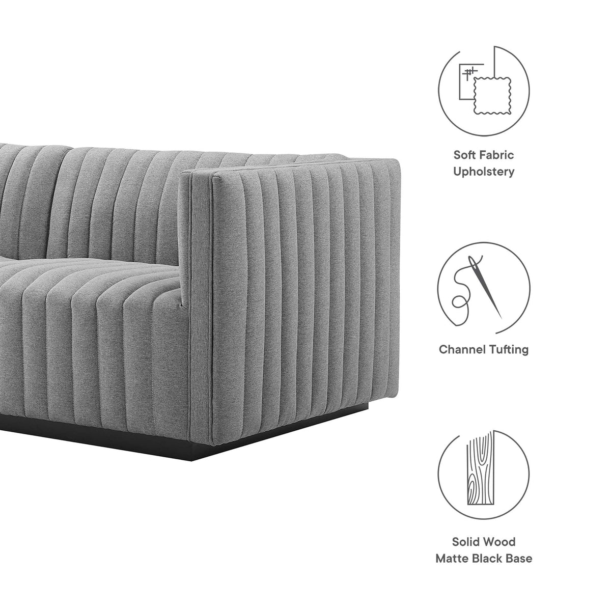 Black Light Gray Tufted Upholstered Loveseat J7187