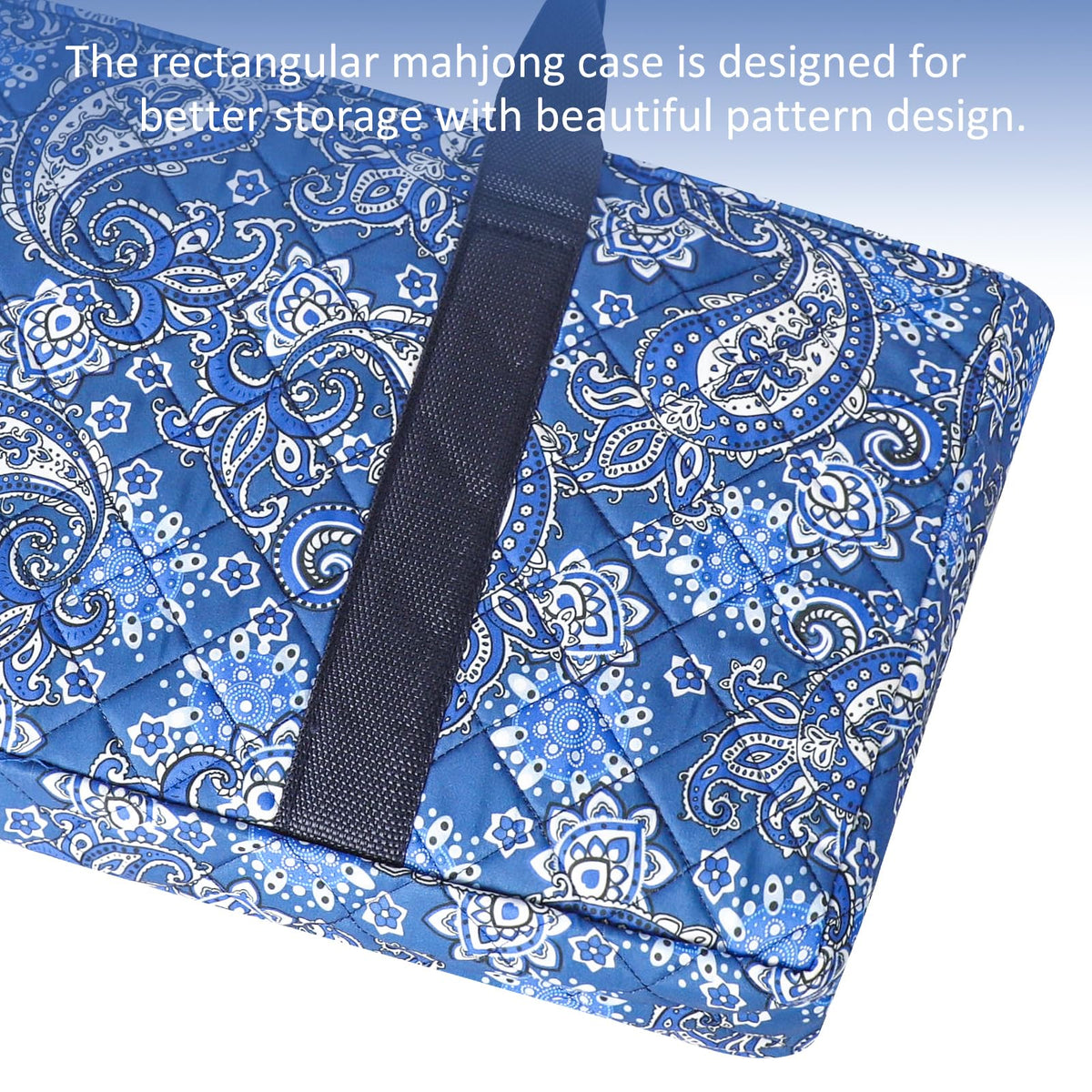 American Mahjong Game Set, 166 White Tiles, 4 Color Rack/Pushers, Blue Carrying Bag J569607