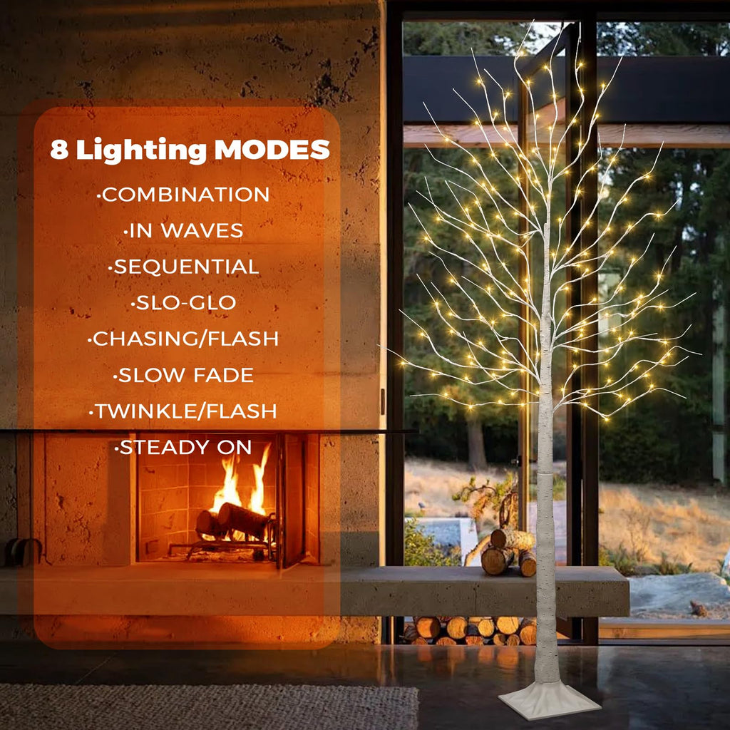 Set of 2 6 feet Lighted Birch Tree 160 LED Warm White J56028