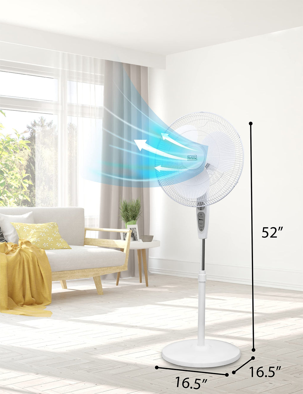 18-Inch Stand Fan with Remote and 3-Speed Settings, White S172